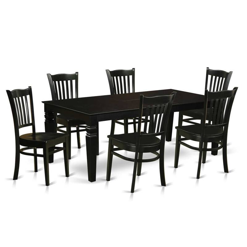 Dining Room Set 7 Piece Table & Chairs Kitchen Set Black Rectangular Table