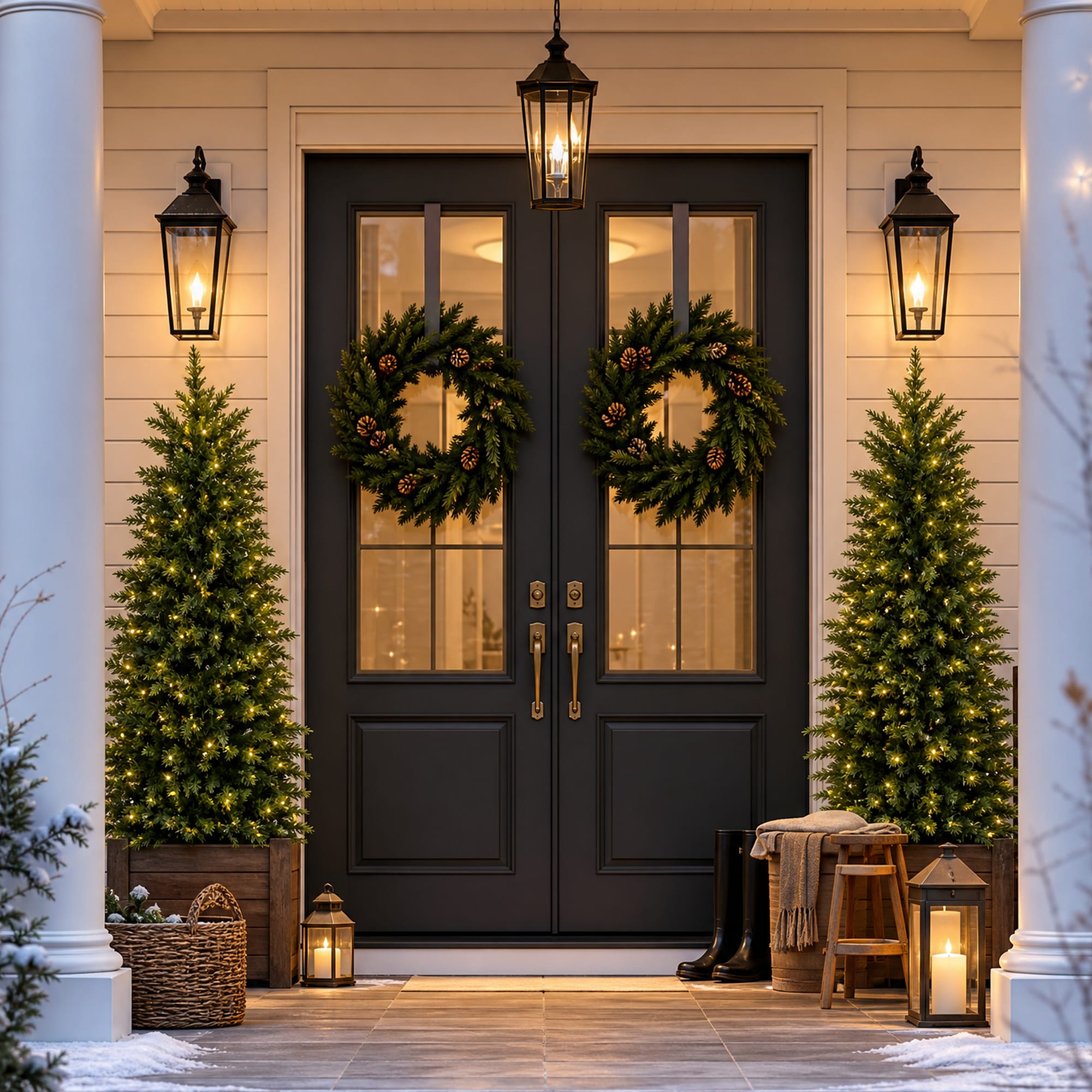 Glitzhome 5FT/6FT Pre-lit Christmas Artificial Cedar Tree with 150/200 Twinkling Lights