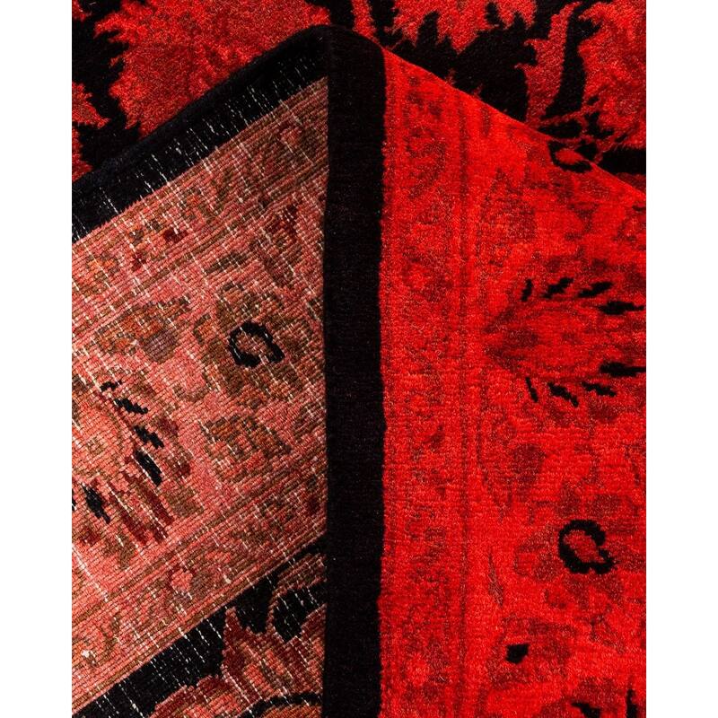 Overton Hand Knotted Wool Vintage Inspired Modern Contemporary Overdyed Orange Area Rug - 3' 2" x 5' 1"