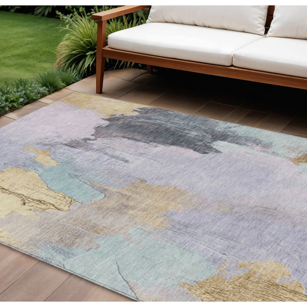 HomeRoots Abstract Transitional Rectangle Outdoor Rug