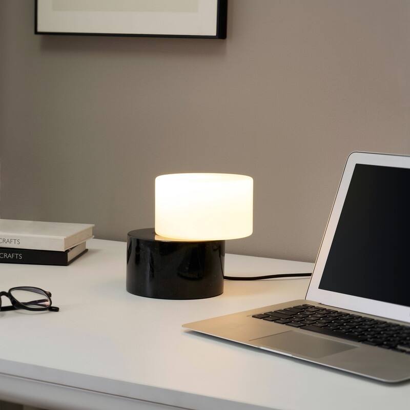 Brightech ZigZag LED Black Marble Modern Dimmable Bedside Nightstand Desk Lamp