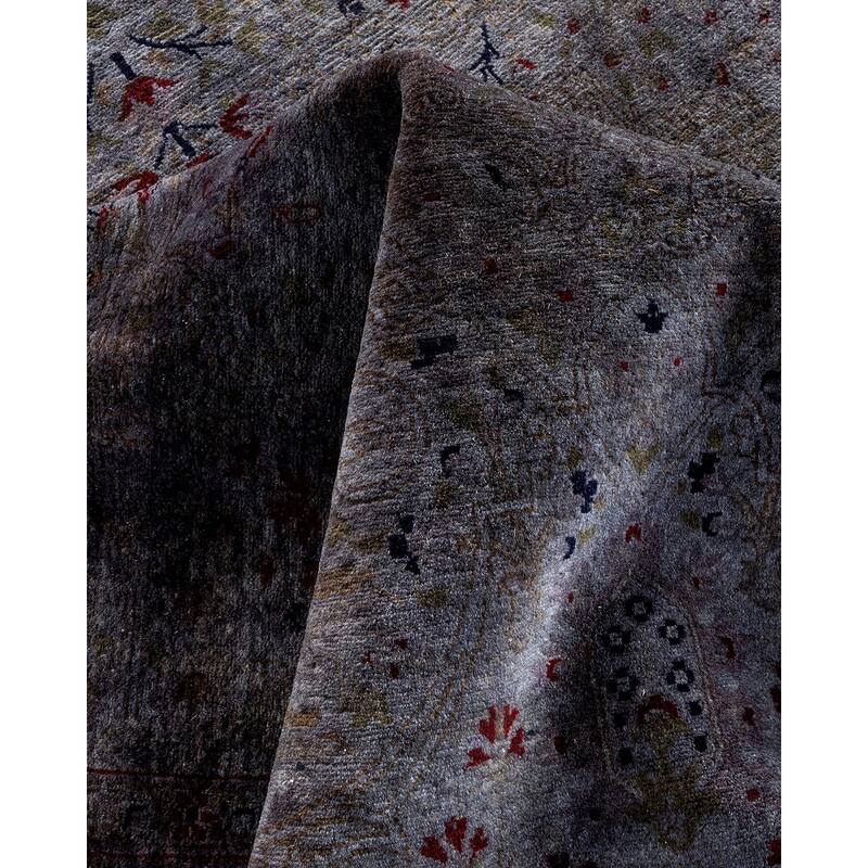 Overton Hand Knotted Wool Vintage Inspired Modern Contemporary Overdyed Gray Area Rug - 8' 3" x 10' 5"