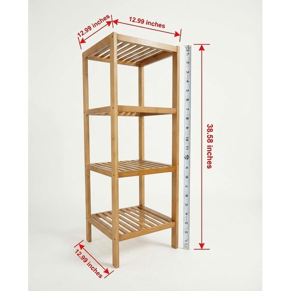 4-Tier Bamboo Bathroom Shelf Narrow Freestanding Corner Storage