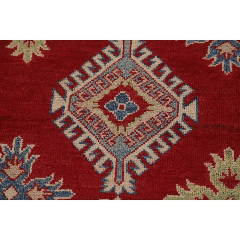 Hand Knotted Oriental 100% Wool Carpet Traditional Geometric Red Kazak Area Rug - 12' 10'' X 9' 6''