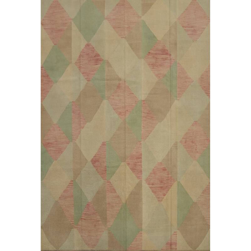 Hand Woven Oriental 100% Wool Carpet Southwestern Modern Multi-Colored Kilim Area Rug - 9' 9'' X 7' 10''