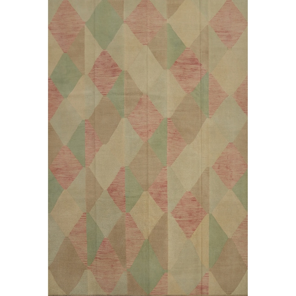 Hand Woven Oriental 100% Wool Carpet Southwestern Modern Multi-Colored Kilim Area Rug - 9' 9'' X 7' 10''