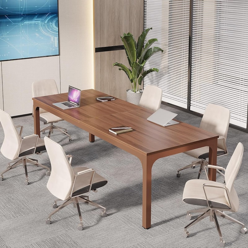 78.74" Large Rectangle Conference Table, Office Meeting/Seminar/Business Table Desk for Office Boardroom & Meeting Room - Brown