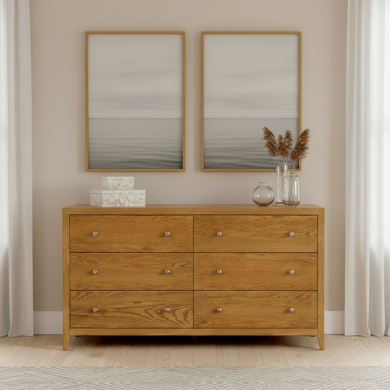 Dana 60 in. W Rectangular Wood 6 Drawer Dresser - Natural