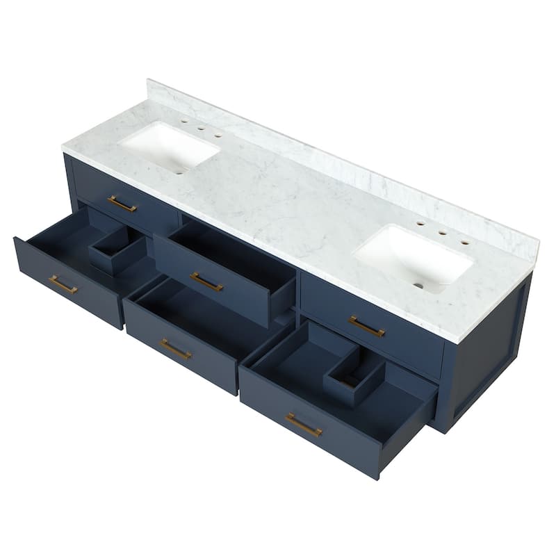 Lexora Castor Double Bath Vanity and Carrara Marble Top