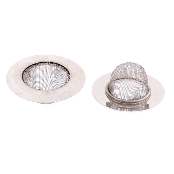 Bathroom Stainless Steel Basin Wire Mesh Sink Strainer 90mm Dia 2 Pcs