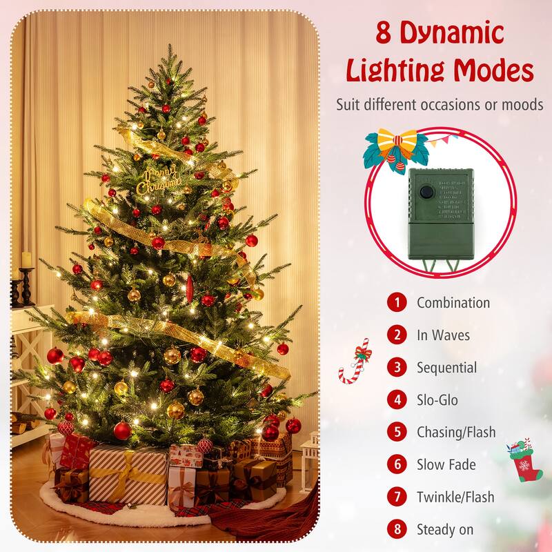 Gymax 7 FT Artificial Xmas Tree w/1090 PVC PE Branch Tips 340 Warm - See Details