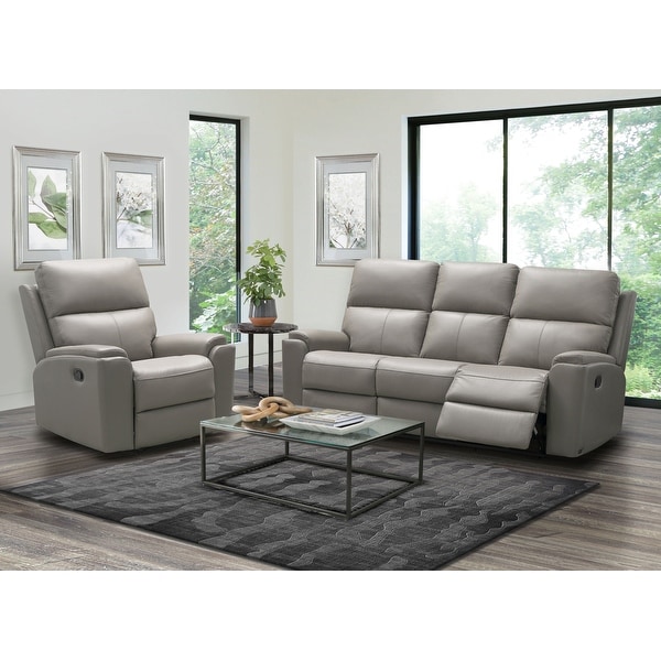 Abbyson Jackson Top Grain Leather Manual Reclining Sofa and Recliner Set. Opens flyout.