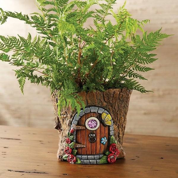 Shop Signals Fairy Door In Tree Stump Planter Fairy Garden Tree
