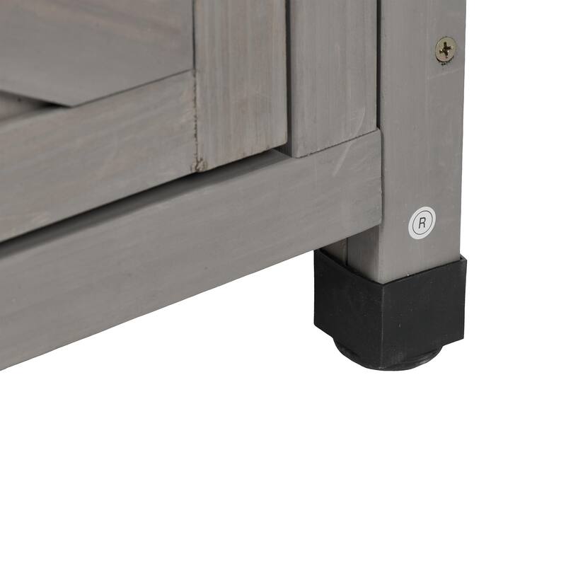 GDFStudio - Harbor Outdoor Solid Fir Wood Storage Bar Table with Slatted Design