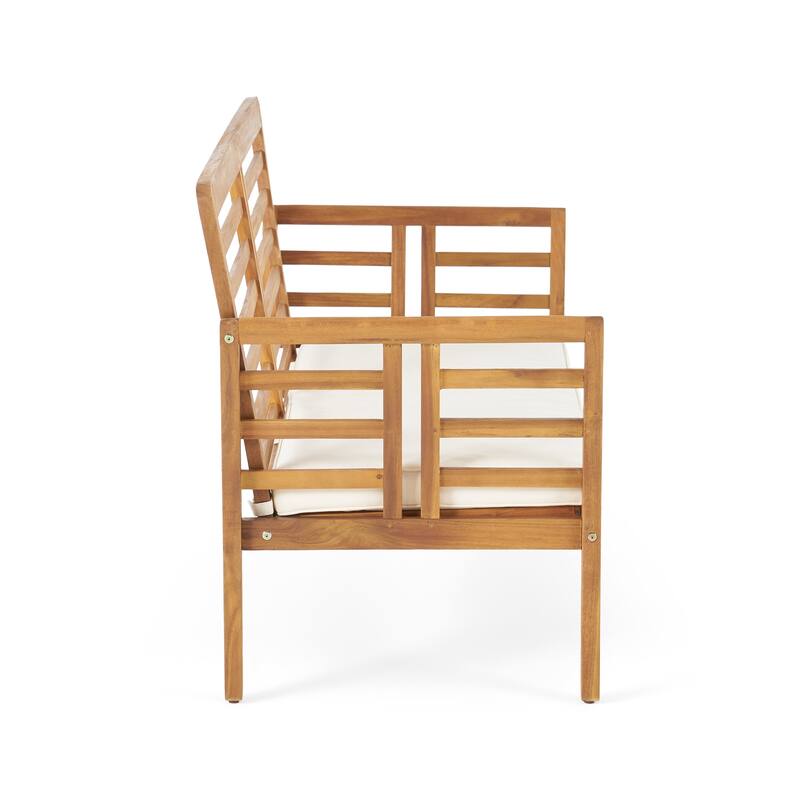 Caydon Acacia Wood Outdoor Loveseat with Cushions by Christopher Knight Home