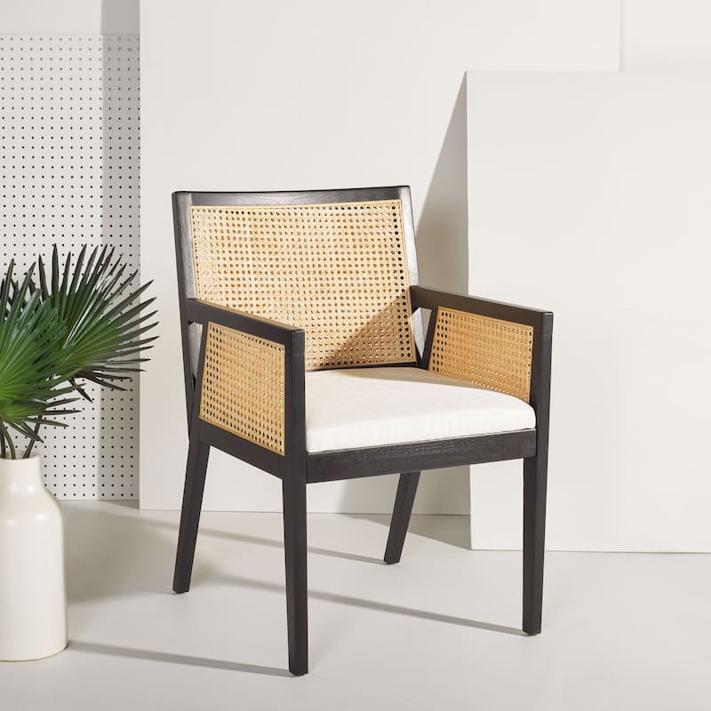 SAFAVIEH Couture Lupita Rattan Dining Chair - 21.9" W x 24.8" L x 33.9" H - 22Wx25Dx34H - Black/Natural