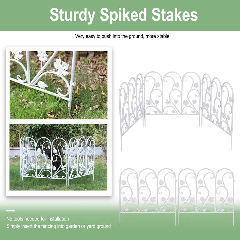 5 Pack Garden Fence Metal Fencing Panels Rustproof Border Section Fence