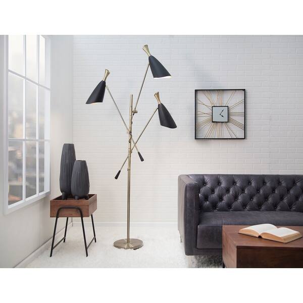 slide 2 of 2, Metal 77" 3-light Floor Lamp, Gold, black 11.0"H - 40.0" x 18.0" x 11.0" 40.0" x 18.0" x 11.0" - Multi