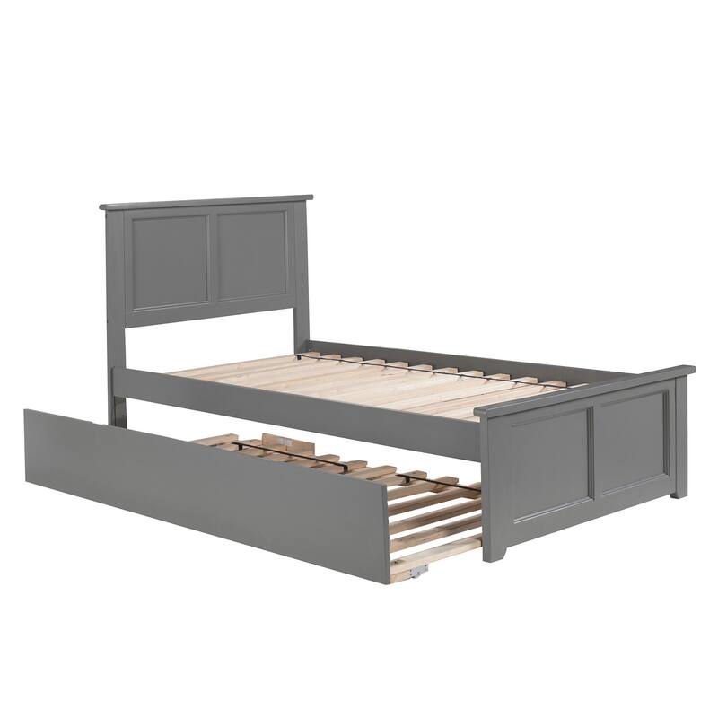 Luxury Platform Bed with Trundle - Twin Size, Matching Footboard, Cozy Bedroom Furniture