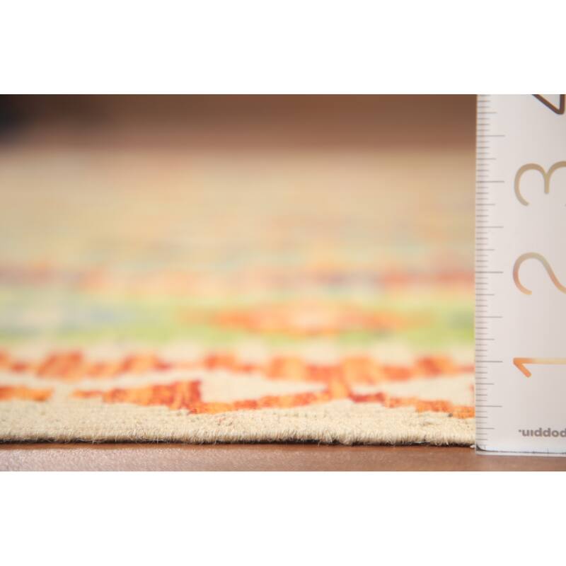 Hand Woven Oriental 100% Wool Carpet Southwestern Geometric Multi-Colored Kilim Area Rug - 6' 4'' X 5' 2''