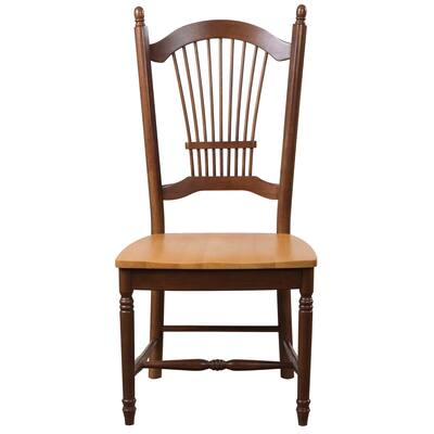 HomeStock Dining Chairs - Oak Allenridge Set of 2 - Brown & Light Oak Finish - Modern Kitchen Seating