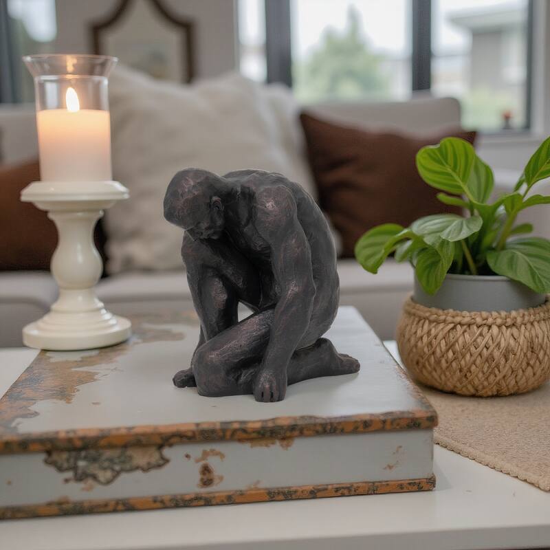 Kneeling Figurative Statue - 16", Black - 15" x 12.25" x 15"