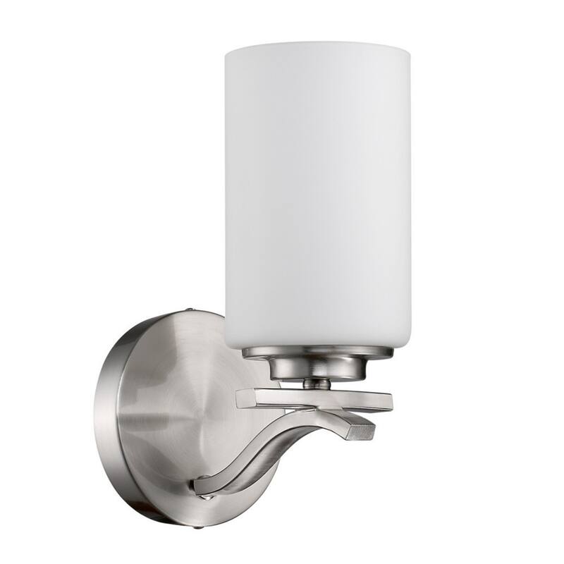 Modern Flush Mount Wall Sconce with White Opal Glass Shade and Dimmable E26 Light Fixture - 9.75" H x 5" W x 6.5" D