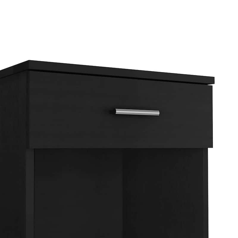 Bedroom Nightstand,One Drawer, Low Shelf, Superior Top, Black