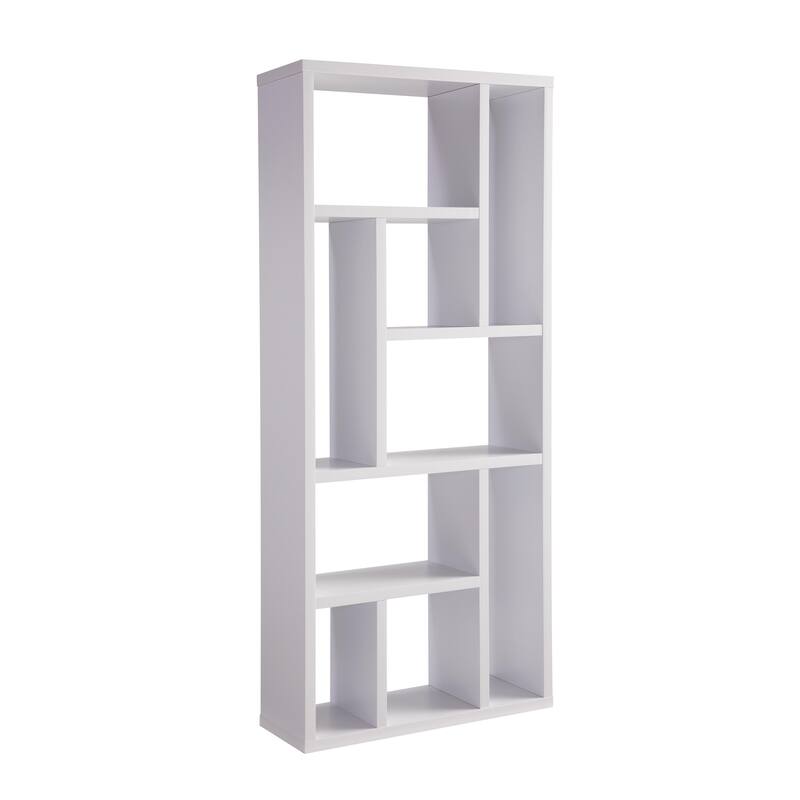 Contemporary Bookcase with Nine Shelves for Living Room,Bedroom - White