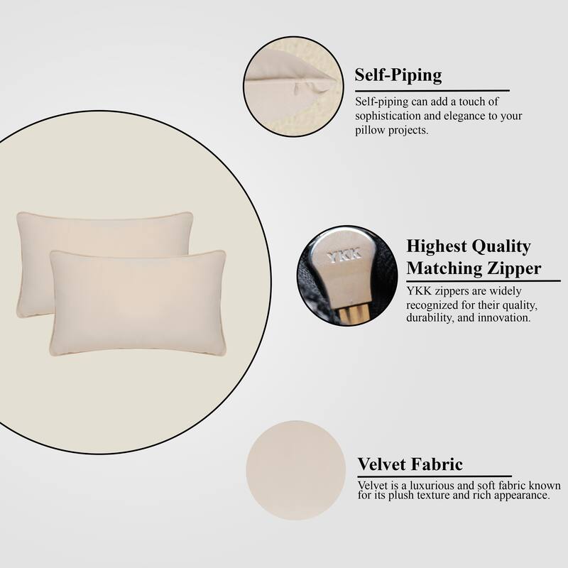 A1HC Set of 2 Luxurious Fine Soft Velvet Throw Pillow Covers Only, For Sofas, Beds, Vibrant Colors and Hidden Zipper