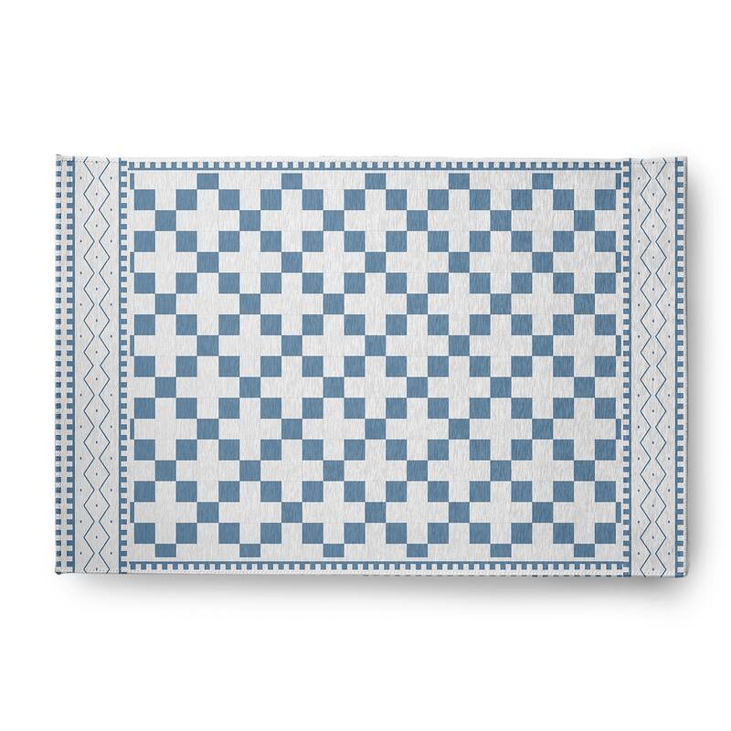 Cross and Squares Rug - Chambray - 2' x 3'