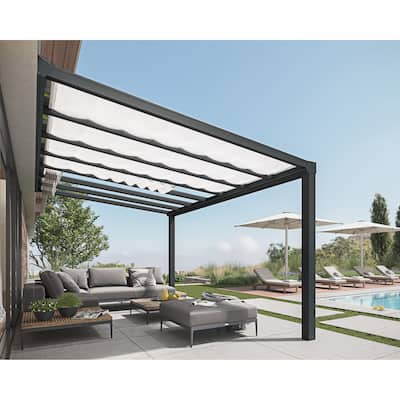 Stockholm 11 ft. Gray/Clear Patio Cover with Shades