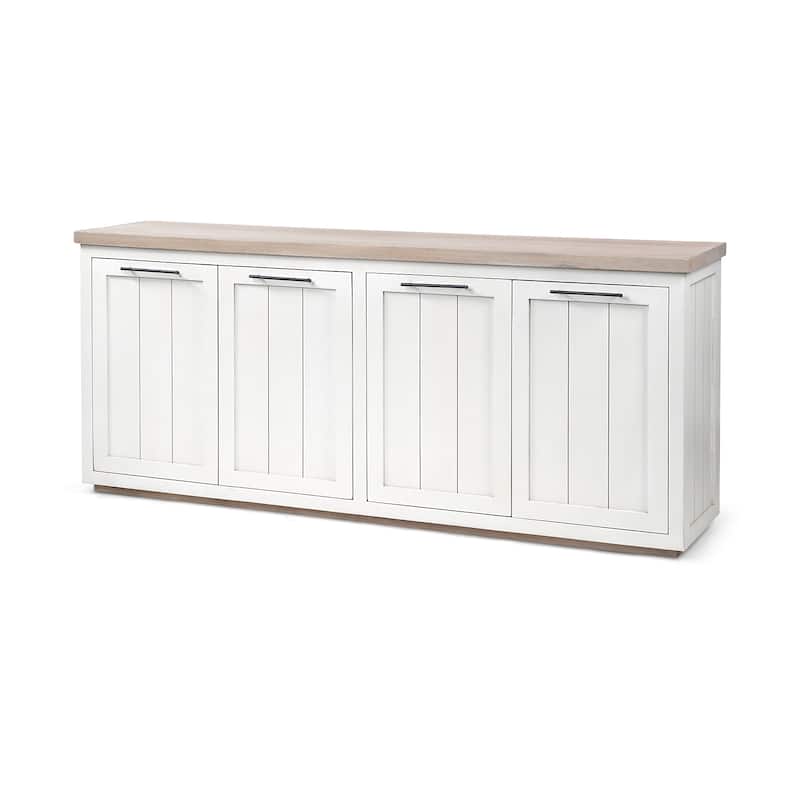 Fairview III Light Brown & White Solid Wood w/ 4 Cabinet Door Sideboard - 73"W x 17"D x 32"H - 73"W x 17"D x 32"H - Brown