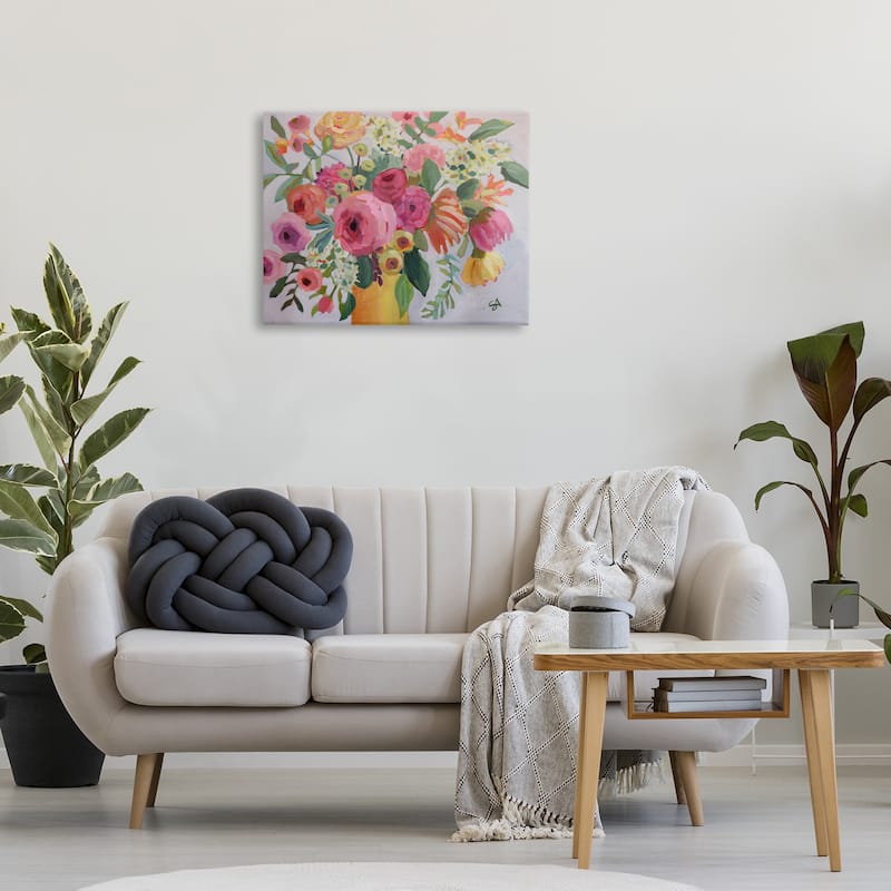Stupell Assorted Flowers in Pink & Yellow Canvas Wall Art Design By Suzanne Allard