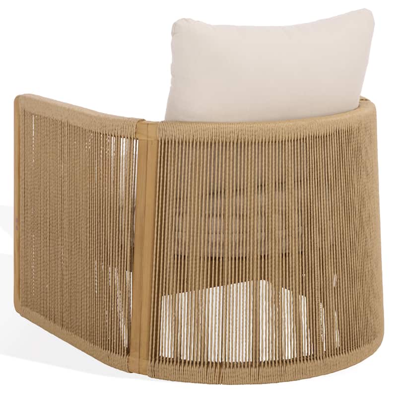 SAFAVIEH Couture Gale Teak & Hyacinth Patio Chair - 32"W x 34"D x 24"H