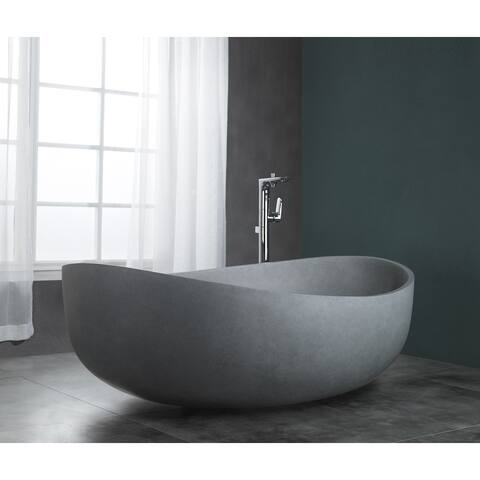 ALFI brand 63" Solid Concrete Gray Matte Oval Bathtub