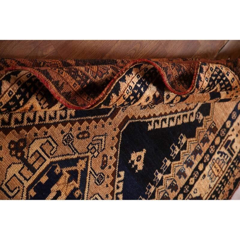 Handmade Oriental Vegetable Dye Qashqai Persian Vintage Area Rug - 4'0"x 8'4"