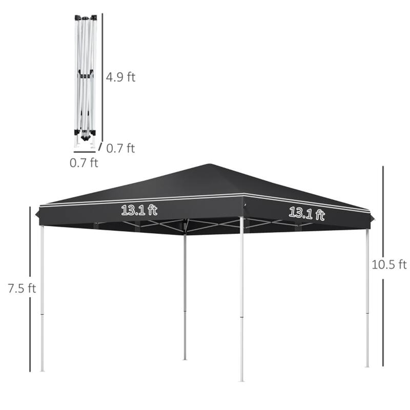 13'x13' Oxford Fabric Pop-Up Canopy Tent with Steel Frame and UV Protection for Outdoor Events - 13.1' L x 13.1' W