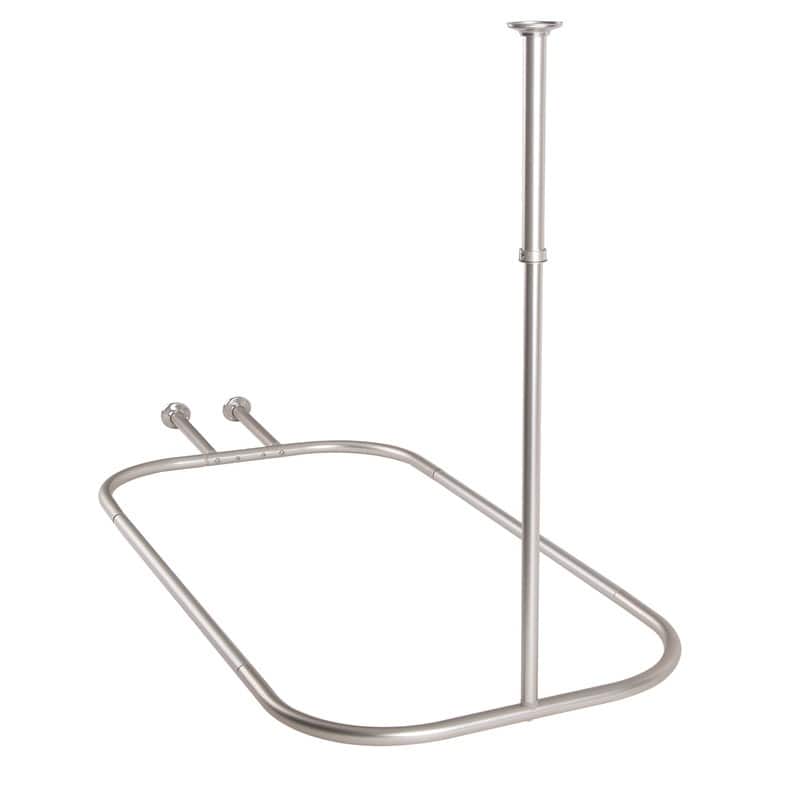Utopia Alley Rustproof Aluminum Hoop Shower Rod 45.7x22", with White Shower Curtain 180x70"