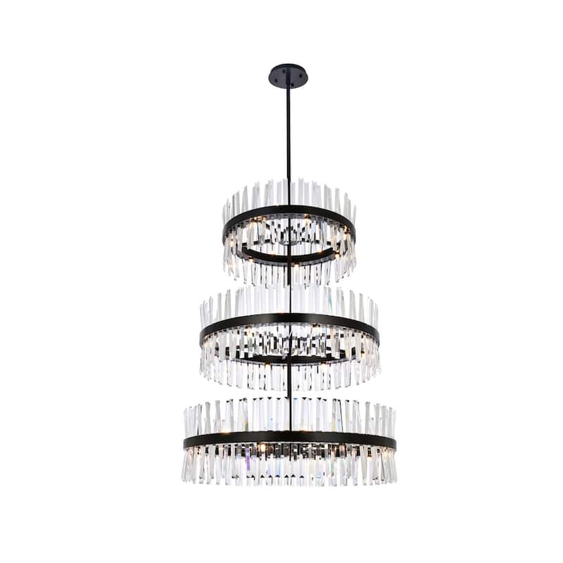 Indigo Home 36 inch 3 tiers crystal round chandelier light