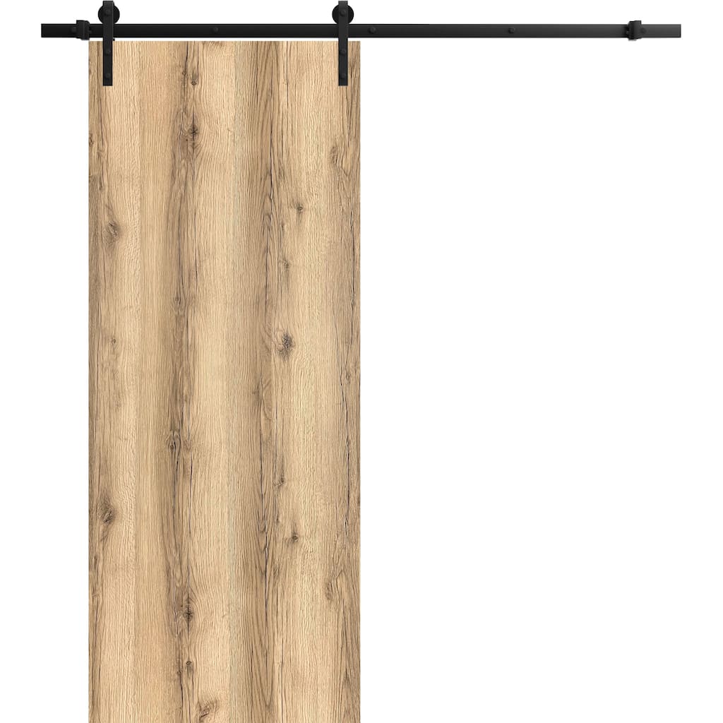 Sturdy Barn Door 18 x 80 inches | Planum 0010 Walnut | 6.6FT Rail Hangers Heavy Hardware Set