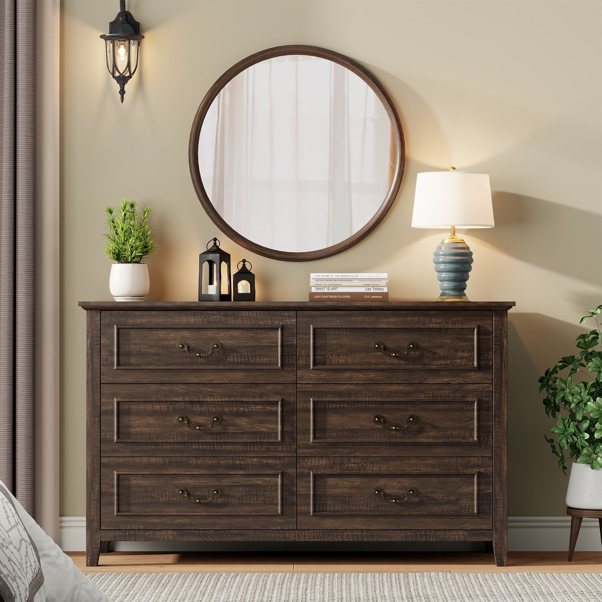 vintage dark wood dresser Farmhouse 6 Drawer for Bedroom, Dresser with Antique Handles - On Sale - Bed Bath & Beyond This timeless Large Raquel Dresser features a hand Vintage 4 Drawer Dresser with