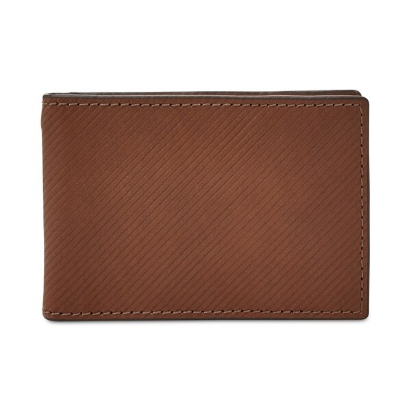 Fossil Men's Leather Money Clip Bifold Wallet Literacy Basics