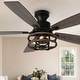 preview thumbnail 1 of 12, Bella Depot 52" Black Industrial Flush Mount Ceiling Fan with Light and Remote 6-speed Reversible DC Motor Low Profile Fan Black