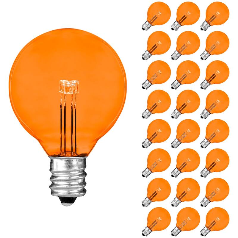 25 Pack G40 LED Outdoor String Light Patio Globe Replacement Bulbs, Warm White - Orange