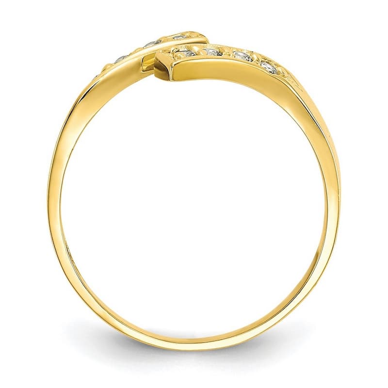 Curata 10 karat Yellow Gold CZ Simulated Diamond Bypass Adjustable Toe Ring (4mm)