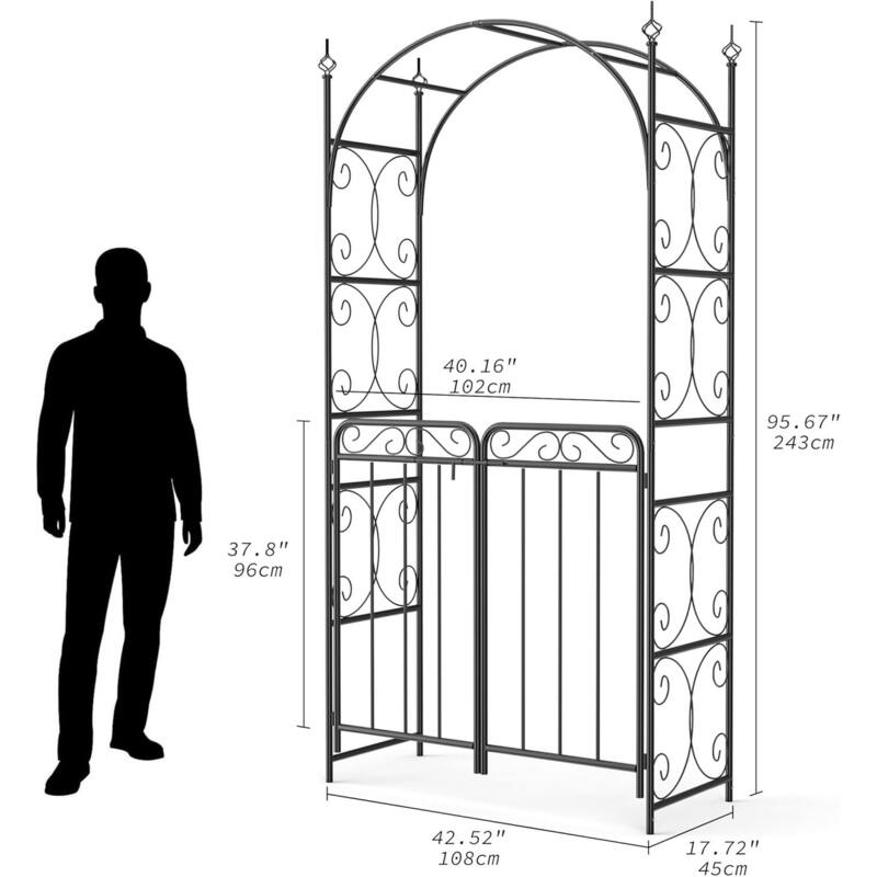 7.9FT Metal Garden Arch, with Double Gates