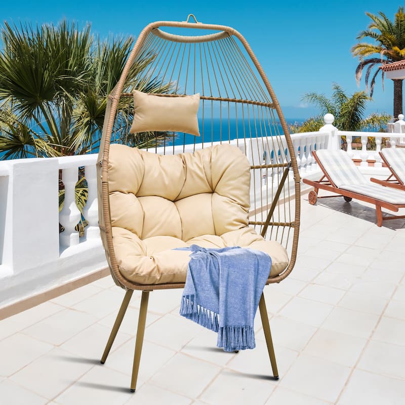 Egg chair with bracket (hanging standing) - Yellow