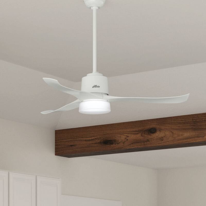 Hunter 54" WiFi Symphony Ceiling Fan with LED Light Kit and Handheld Remote, Smart Home Fan - Fresh White