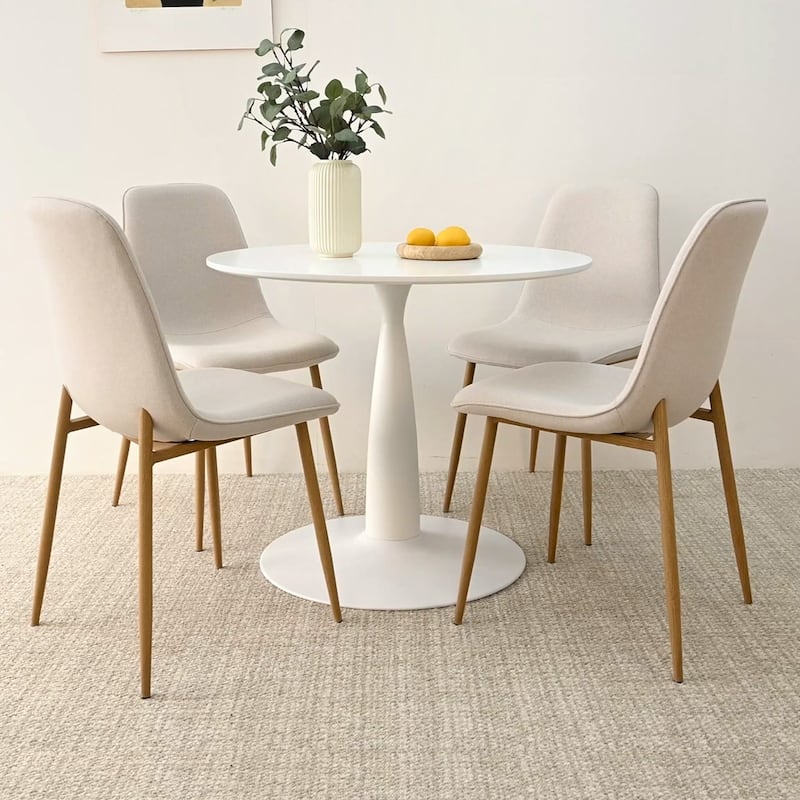 Mid-Century Solid Back Side Dining Chair (Set of 4) - Beige